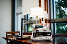 Books on a table